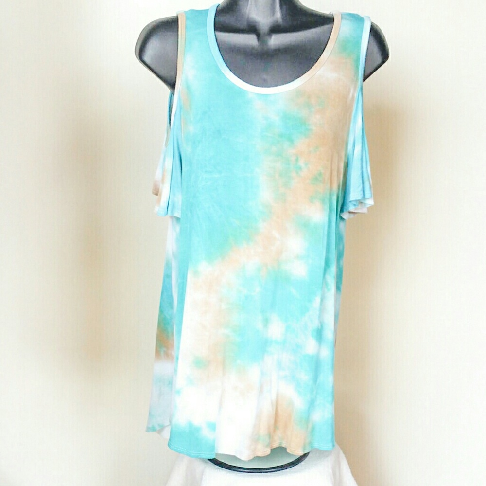 Goo Yoo Cold Shoulder Tye Dye Tunic A9